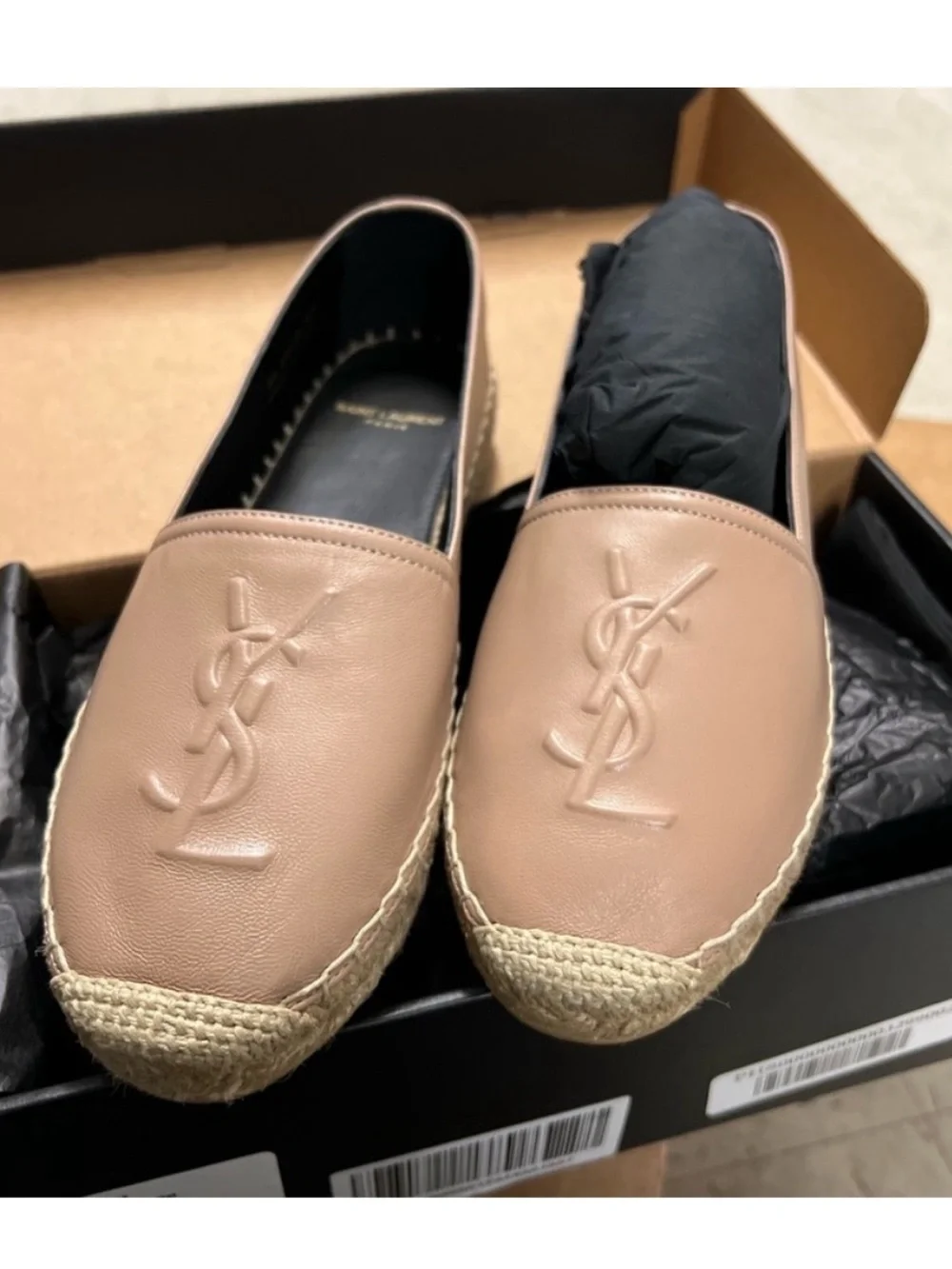 YSL Leather Monogram Espadrilles Flats NEW